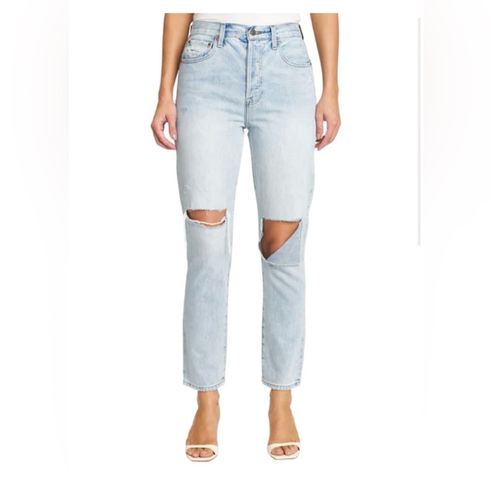 NWT Pistola Keaton High Rise Slim Straight Morning Sky Distressed Jeans size 28